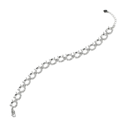 Bracelet in Sterling Silver with 16 Settings for 8mm Round Stones