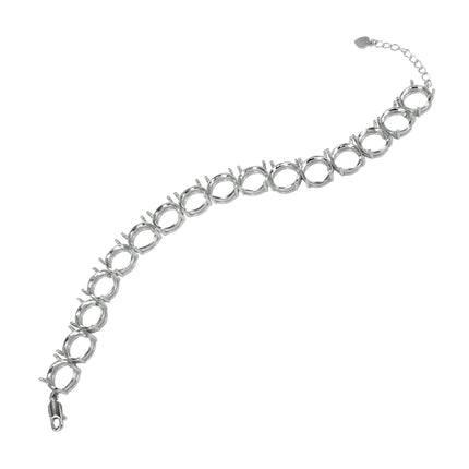 Bracelet in Sterling Silver with 16 Settings for 10mm Round Stones