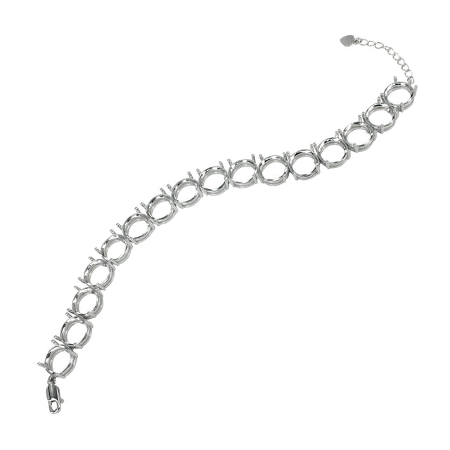 Bracelet in Sterling Silver with 16 Settings for 10mm Round Stones