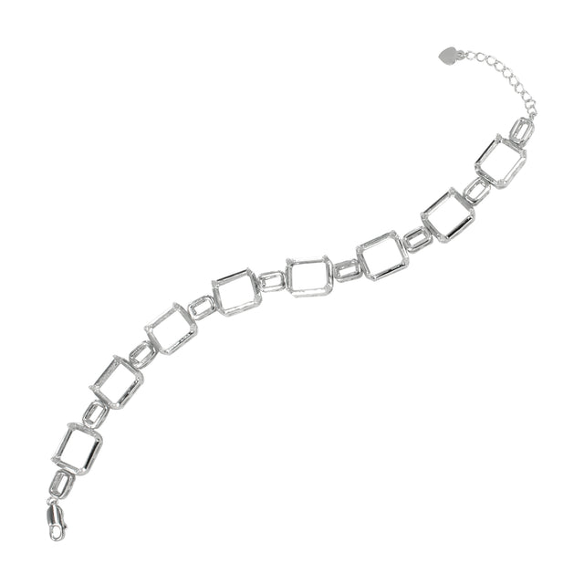 Bracelet in Sterling Silver with 8 Settings for 8x10mm Rectangular Stones