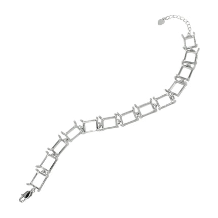 Bracelet in Sterling Silver with 13 Settings for 8x10mm Rectangular Stones