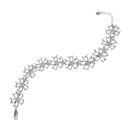 Bracelet in Sterling Silver with 50 Settings for 5x7mm Pear Stones