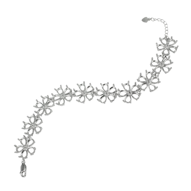 Bracelet in Sterling Silver with 50 Settings for 5x7mm Pear Stones