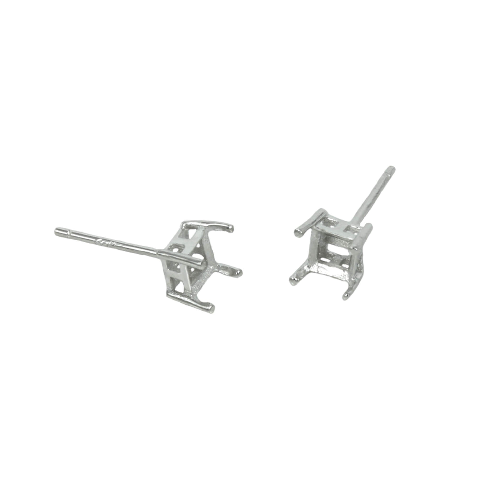 Square Basket Ear Studs in Sterling Silver