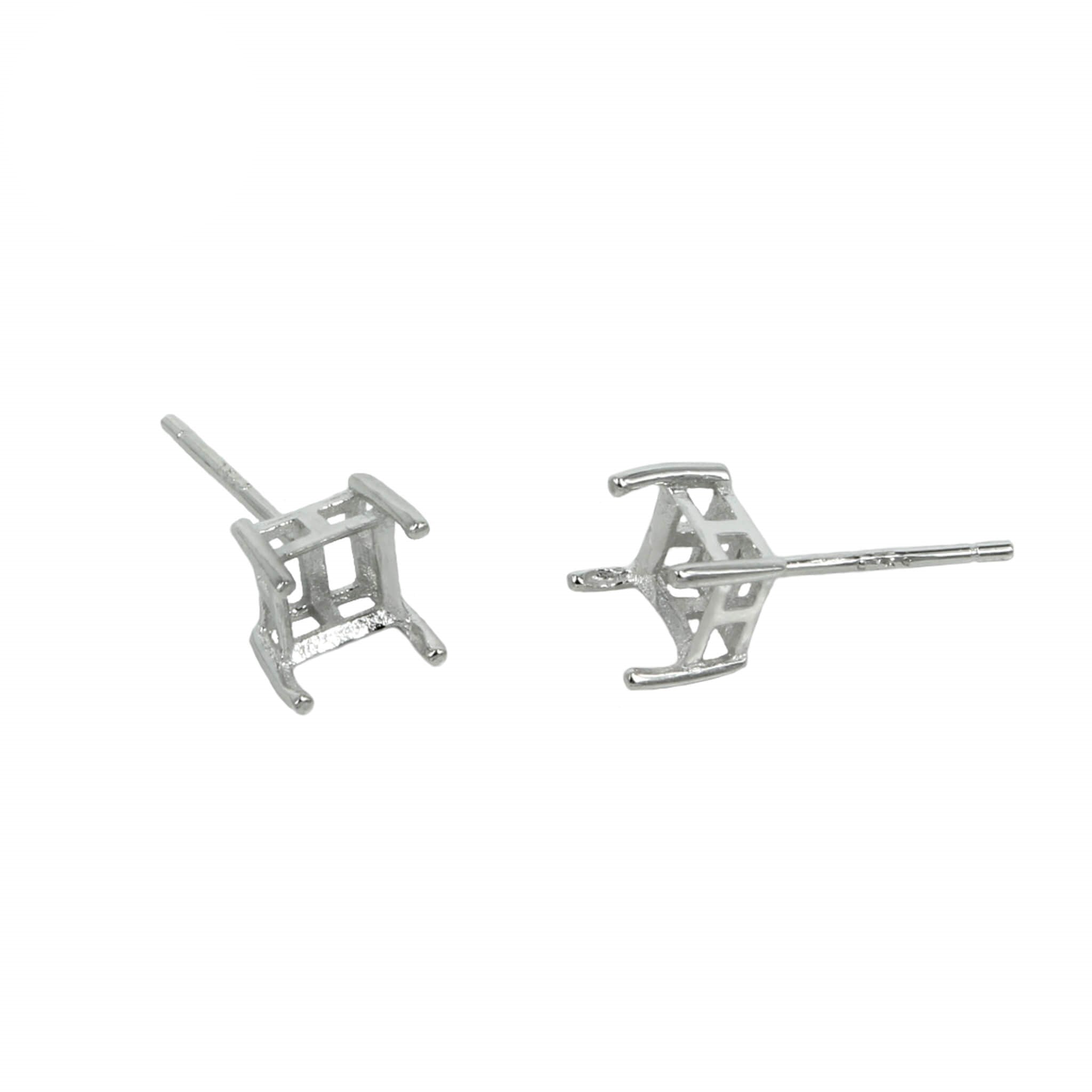 Square Basket Ear Studs in Sterling Silver
