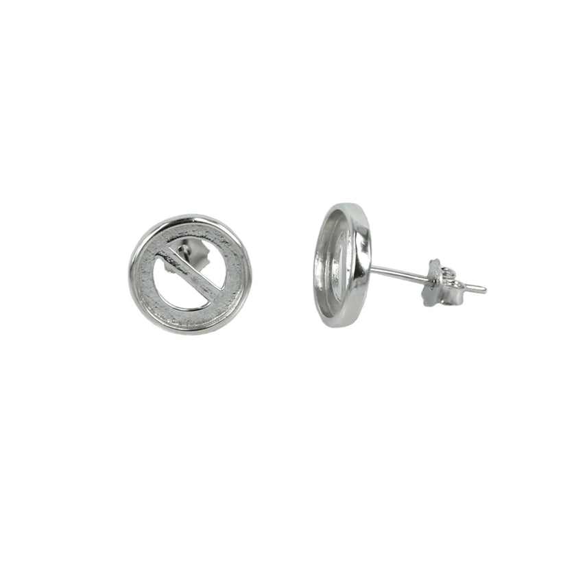 Round Bezel Cabochon Ear Studs in Sterling Silver - Various sizes