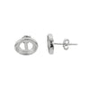 Ear Studs Earrings Settings with Oval Bezel Mounting in Sterling Silver - Various Sizes