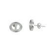 Ear Studs Earrings Settings with Oval Bezel Mounting in Sterling Silver - Various Sizes