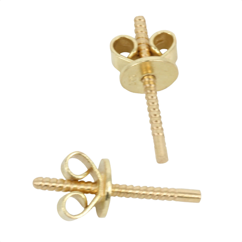 18Kt Gold Earring Post with Screw-on Scroll-Back