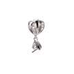 Heart Pinch Bail with CZ's in Sterling Silver 15.9x9mm