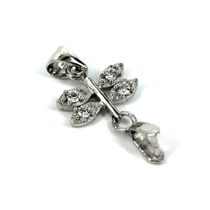 Butterfly Pinch Bail with CZ's in Rhodium Plated Sterling Silver 16.3x6.9x4.5mm