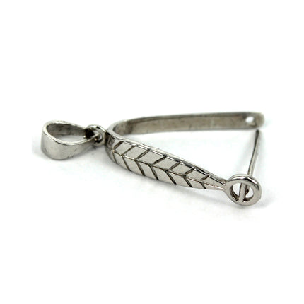 Leaf Pinch Bail with Loop in Sterling Silver 26x12.9x3.8mm