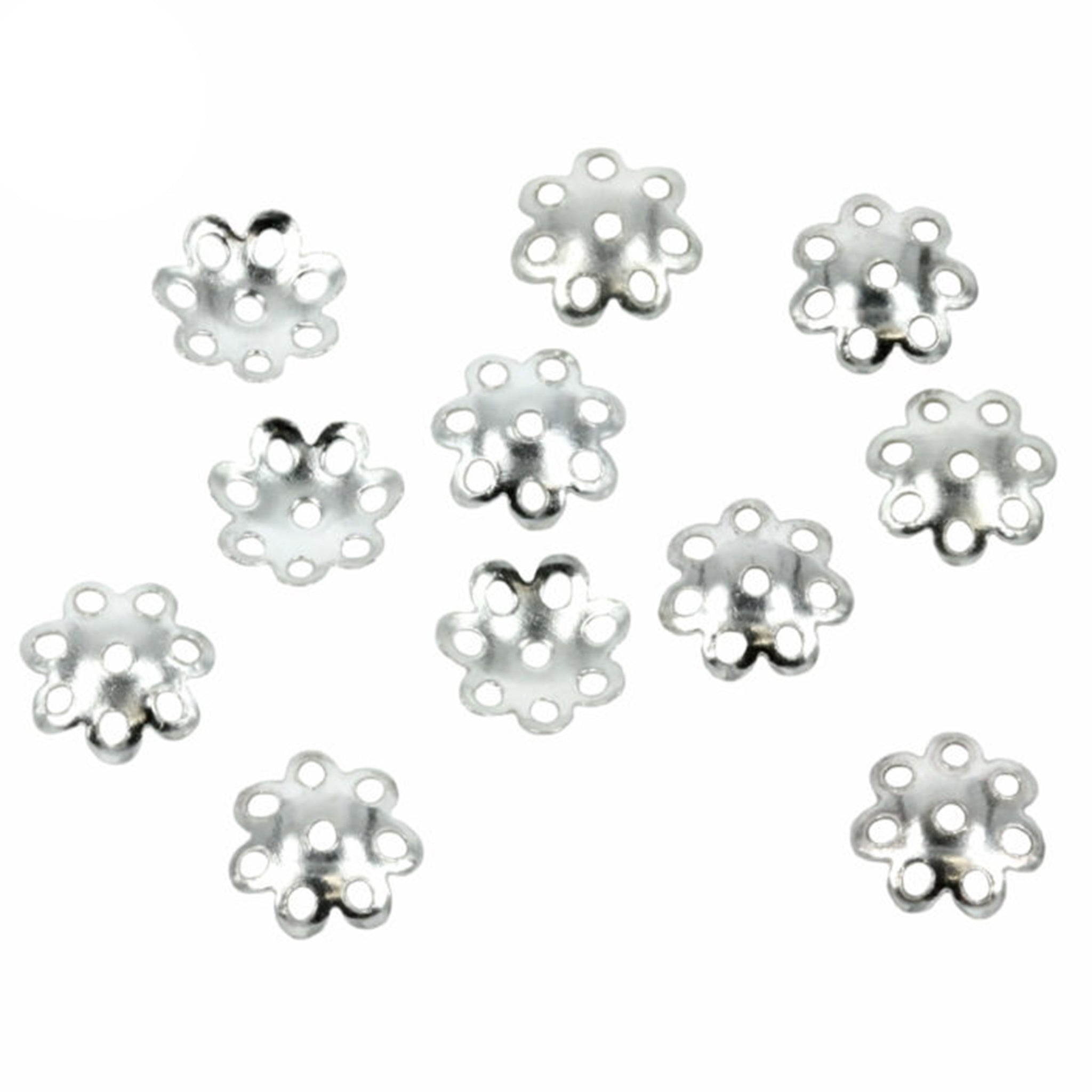 Perforated Floral Scalloped Bead Cap in Sterling Silver