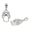 Stacked Wishbones Pendant in Sterling Silver for 8x10mm Oval and 3mm Round Stones