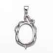 Pendant Setting with CZ's and Oval Prongs Mounting including Bail in Sterling Silver 12x18mm