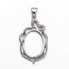 Pendant Setting with CZ's and Oval Prongs Mounting including Bail in Sterling Silver 12x18mm