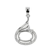 Plume Pendant with CZ's Horizontal Oval Mounting and Bail in Sterling Silver 8x10mm