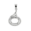 Plume Pendant with CZ's Horizontal Oval Mounting and Bail in Sterling Silver 8x10mm