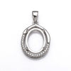 Oval Pendant Setting with CZ's and Oval Prongs Mounting including Bail in Sterling Silver 11x15mm