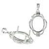 Scallop decorated oval pendant in sterling silver for 12x16mm stones
