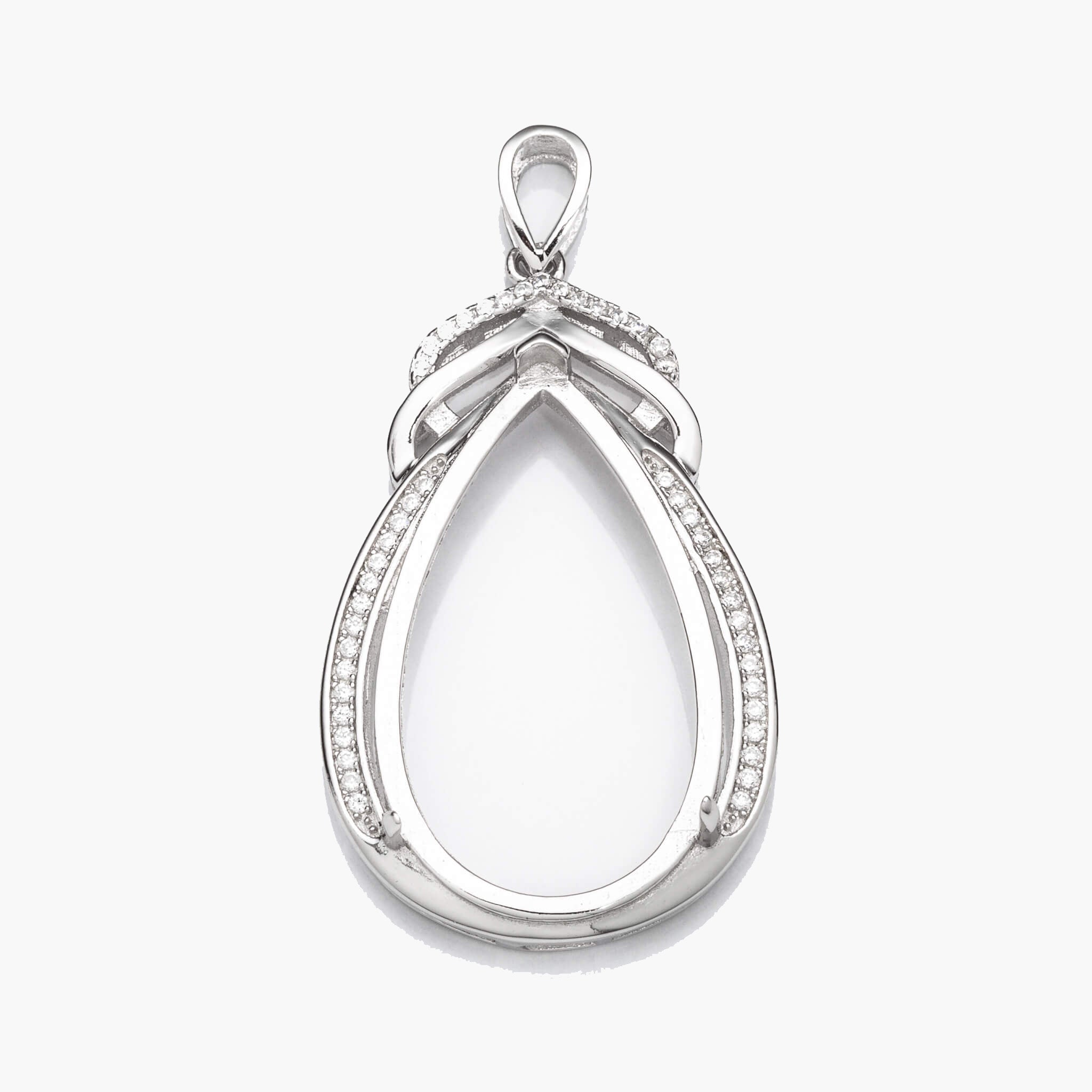 Pear Shaped Pendant with Soldered Loop and Bail in Sterling Silver for 16x28mm Pear Shaped Stones