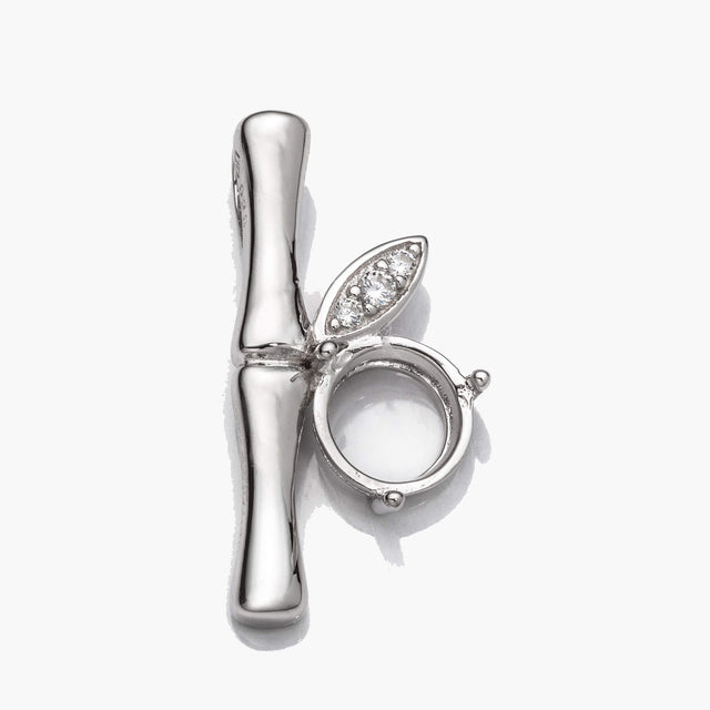 Bamboo Pendant in Sterling Silver with CZ Accents and Incorporated Bail for 8mm Stones