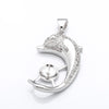 Dolphin Pendant Pearl Setting with CZ's and Round Cup and Peg Mounting including Bail in Sterling Silver 7mm
