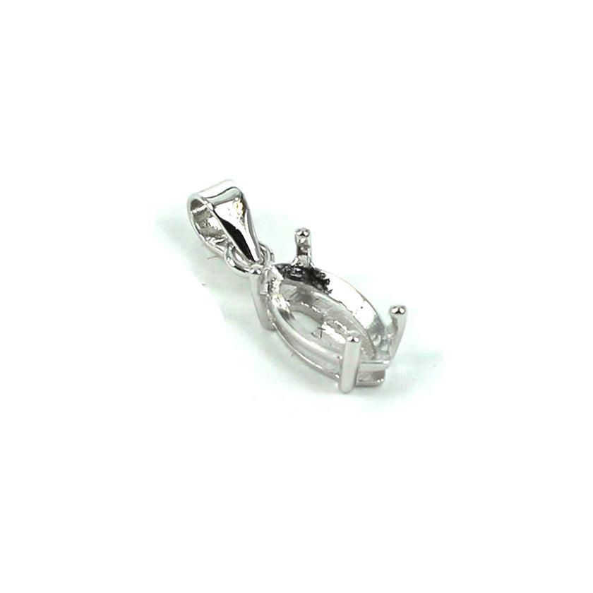 Marquise Pendant with Marquise Shape Prong Mounting and Bail in Sterling Silver