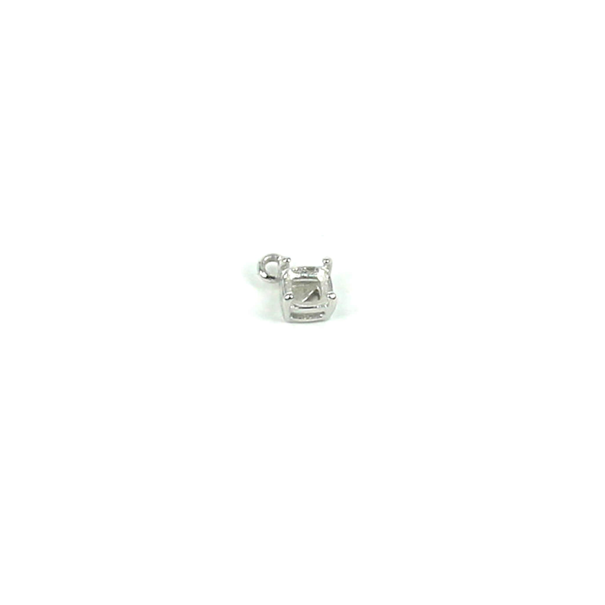 Pendant Setting with Deep Diamond Prongs Mounting in Sterling Silver - Various Sizes