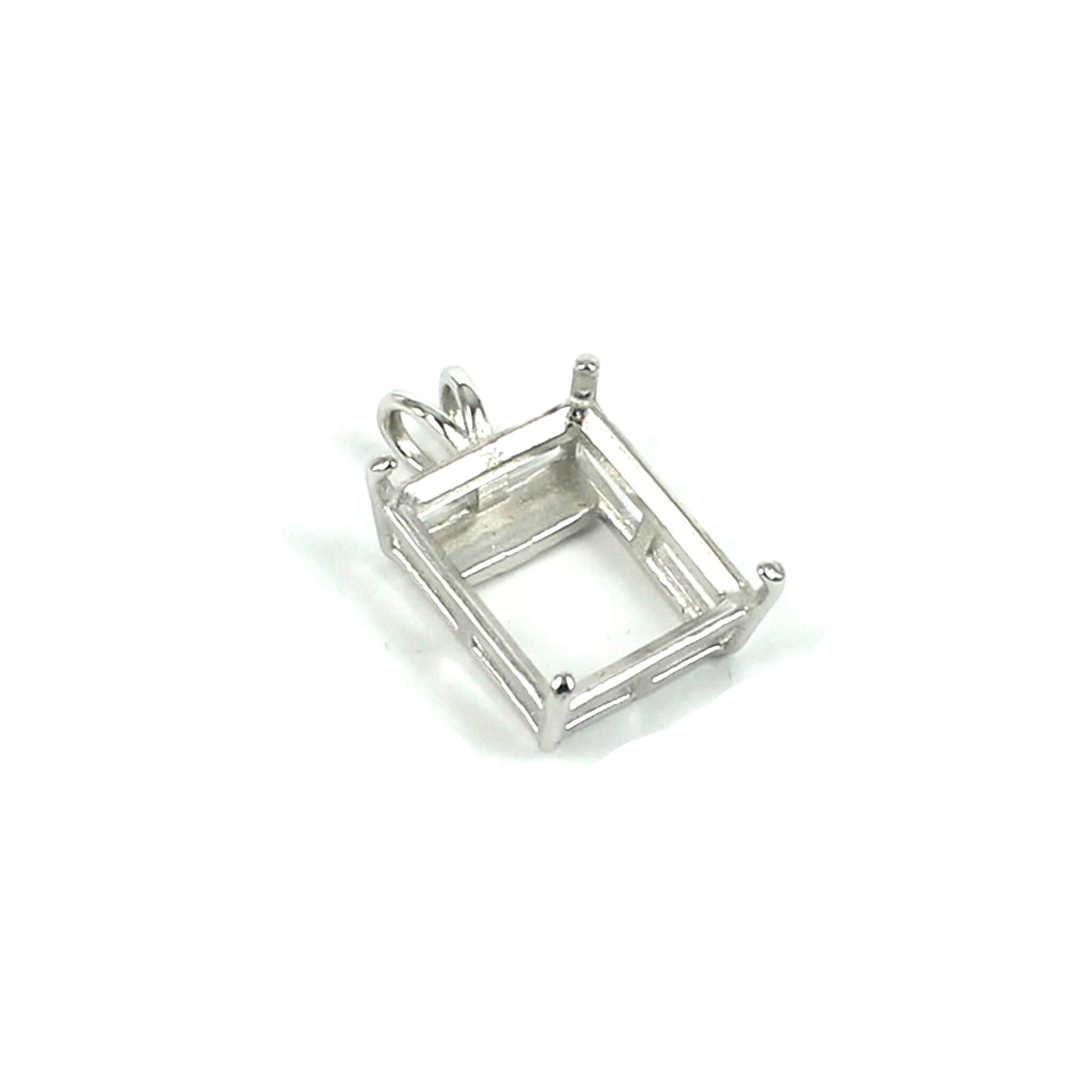Basket Pendant with Deep Rectangular Mounting in Sterling Silver