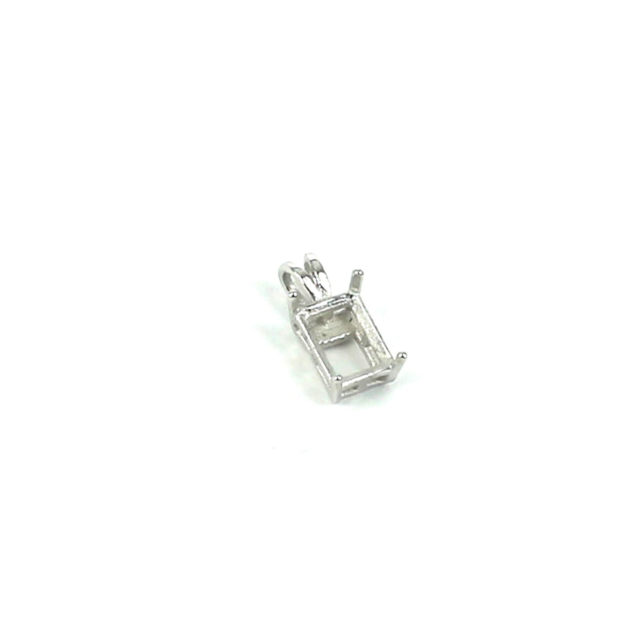 Basket Pendant with Deep Rectangular Mounting in Sterling Silver