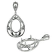 Pear shaped frame oval pendant set with Cubic Zirconia and soldered loop and bail in sterling silver 10x14mm