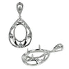 Pear shaped frame oval pendant set with Cubic Zirconia and soldered loop and bail in sterling silver 10x14mm
