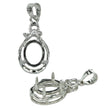 Oval Ribbon-Top pendant with CZ in sterling silver for 7x9mm oval stones