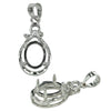 Oval Ribbon-Top pendant with CZ in sterling silver for 7x9mm oval stones