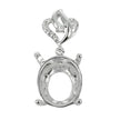 Oval Basket Pendant with Fancy CZ Bail in Sterling Silver 12x14mm