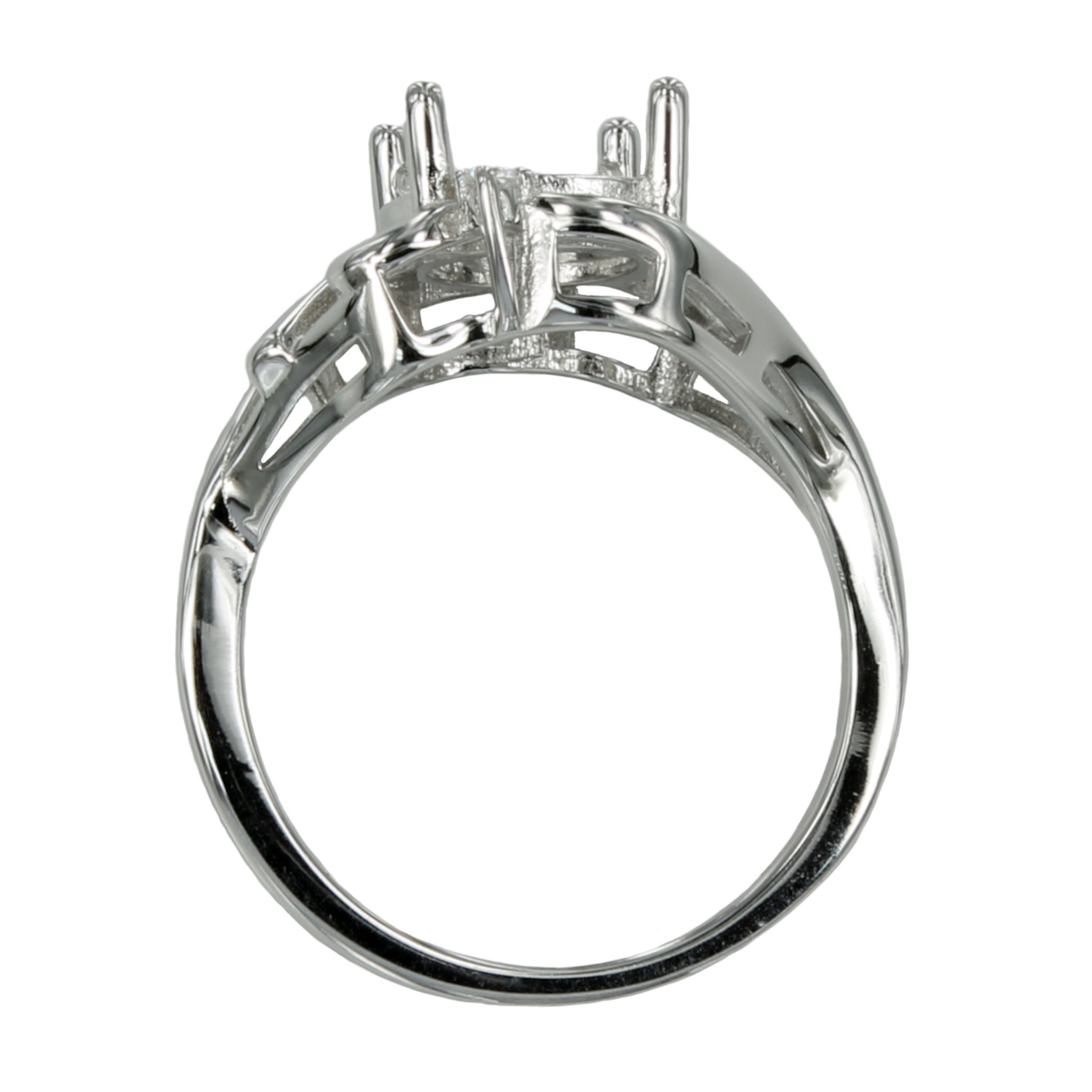 Curves Ring with Cubic Zirconia Inlays and Oval Mounting in Sterling Silver 8x10mm
