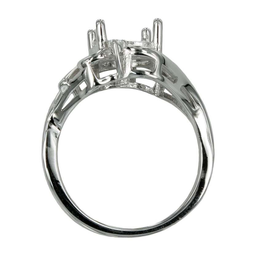 Curves Ring with Cubic Zirconia Inlays and Oval Mounting in Sterling Silver 8x10mm