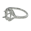 Ring with Oval Prongs Mounting in Sterling Silver 6x7mm