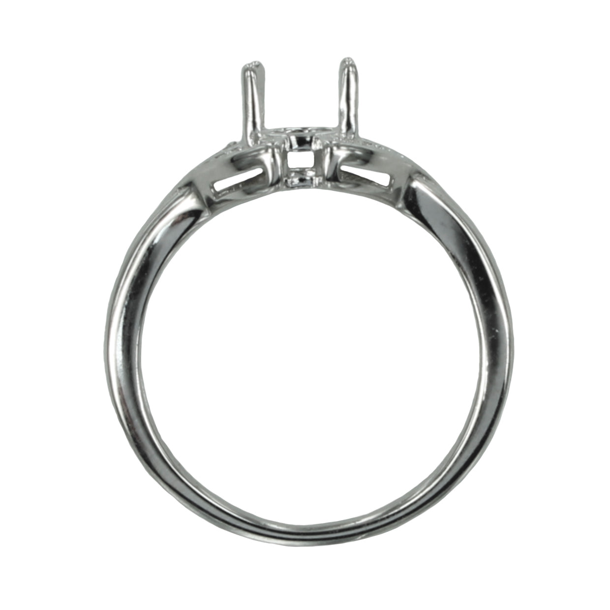 Ring with Oval Prongs Mounting in Sterling Silver 6x7mm