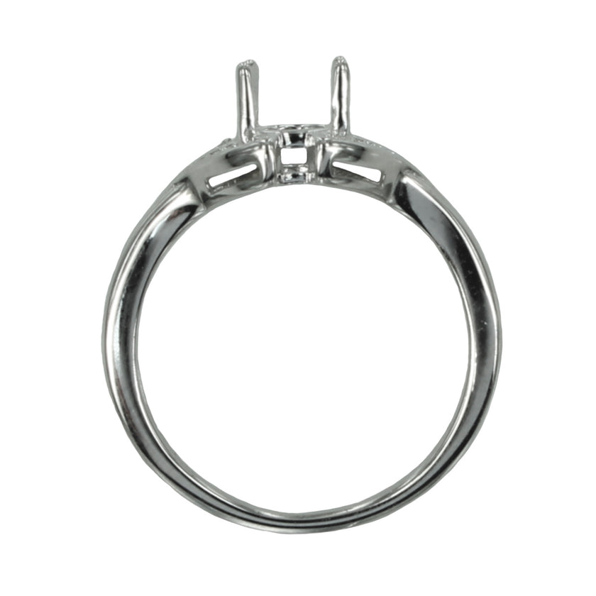 Ring with Oval Prongs Mounting in Sterling Silver 6x7mm