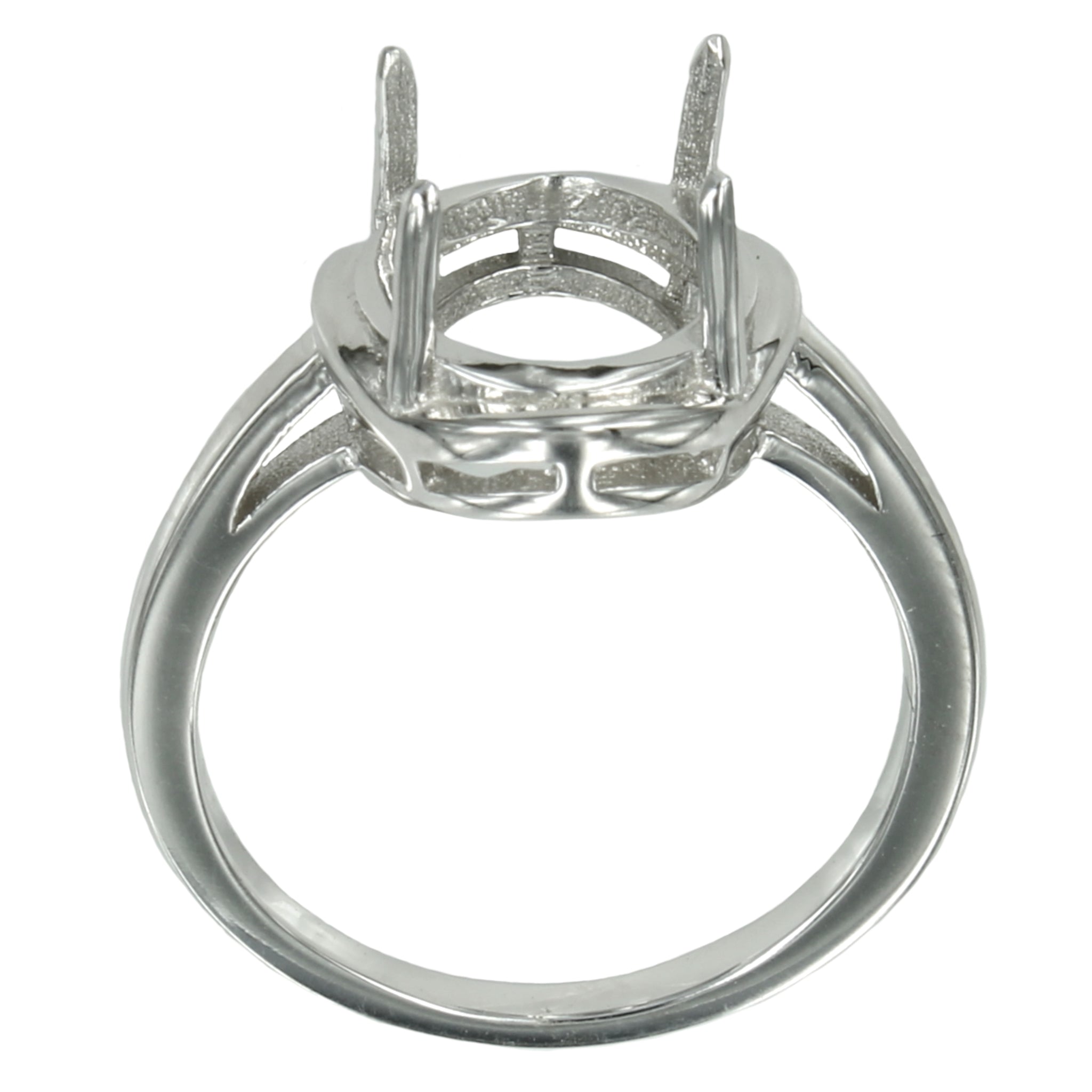 Ring with Oval Prongs Mounting in Sterling Silver 10x12mm