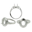 Beveled Ring with Oval Prongs Mounting in Sterling Silver 7x9mm