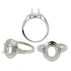 Beveled Ring with Oval Prongs Mounting in Sterling Silver 7x9mm