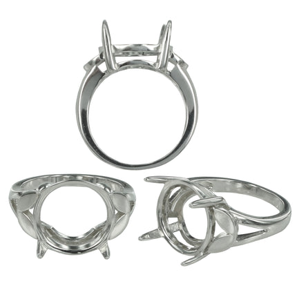 Ring Setting with Round Prongs Mounting in Sterling Silver 13mm