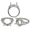 Ring Setting with Round Prongs Mounting in Sterling Silver 13mm