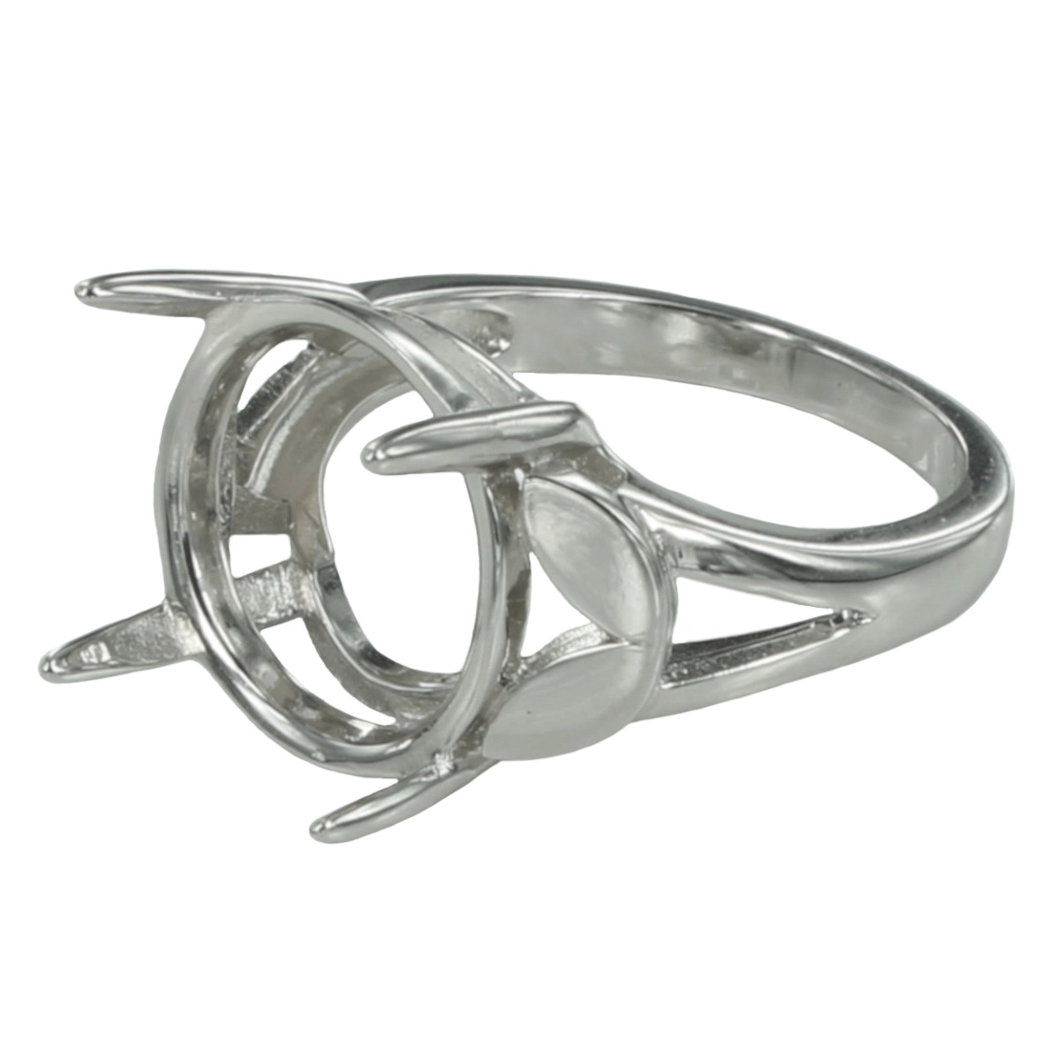 Ring Setting with Round Prongs Mounting in Sterling Silver 13mm