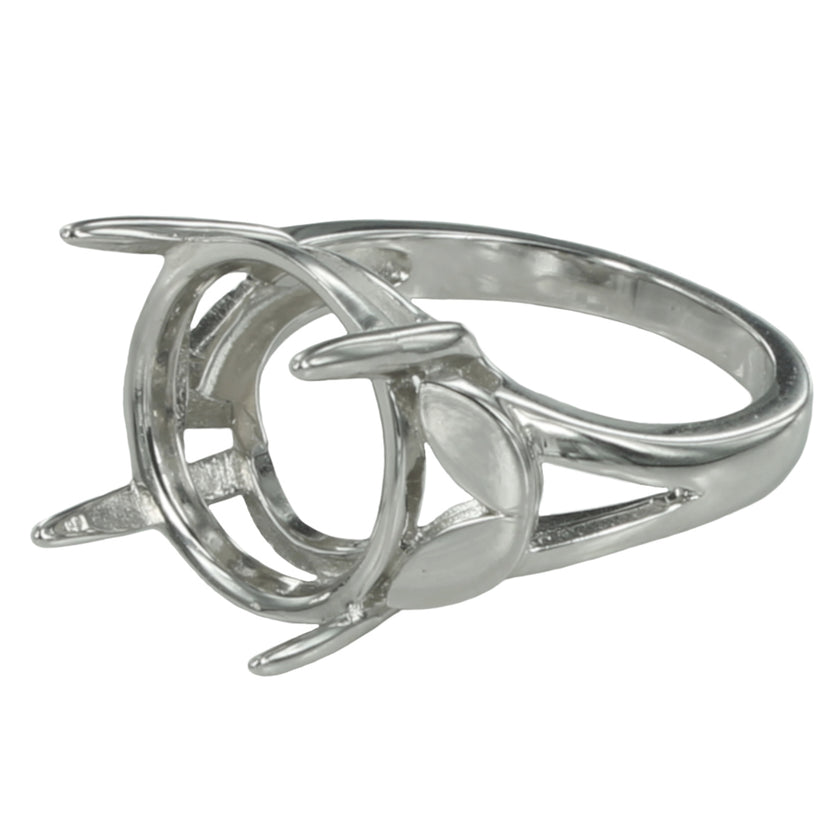 Ring Setting with Round Prongs Mounting in Sterling Silver 13mm