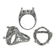 Swirls Ring with Oval Prongs Mounting in Sterling Silver 14x18mm