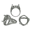 Swirls Ring with Oval Prongs Mounting in Sterling Silver 14x18mm